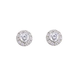Revere 9ct White Gold Cubic Zirconia Halo Stud Earrings