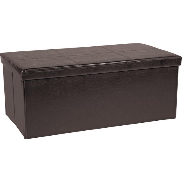 Buy HOME XL Leather Effect Ottoman with Stitching Detail Brown at Argos.co.uk Your Online