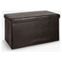 HOME Large Leather Effect Ottoman - Stitching Detail - Brown