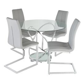Argos Home Atom Glass Dining Table & 4 Milo Chairs