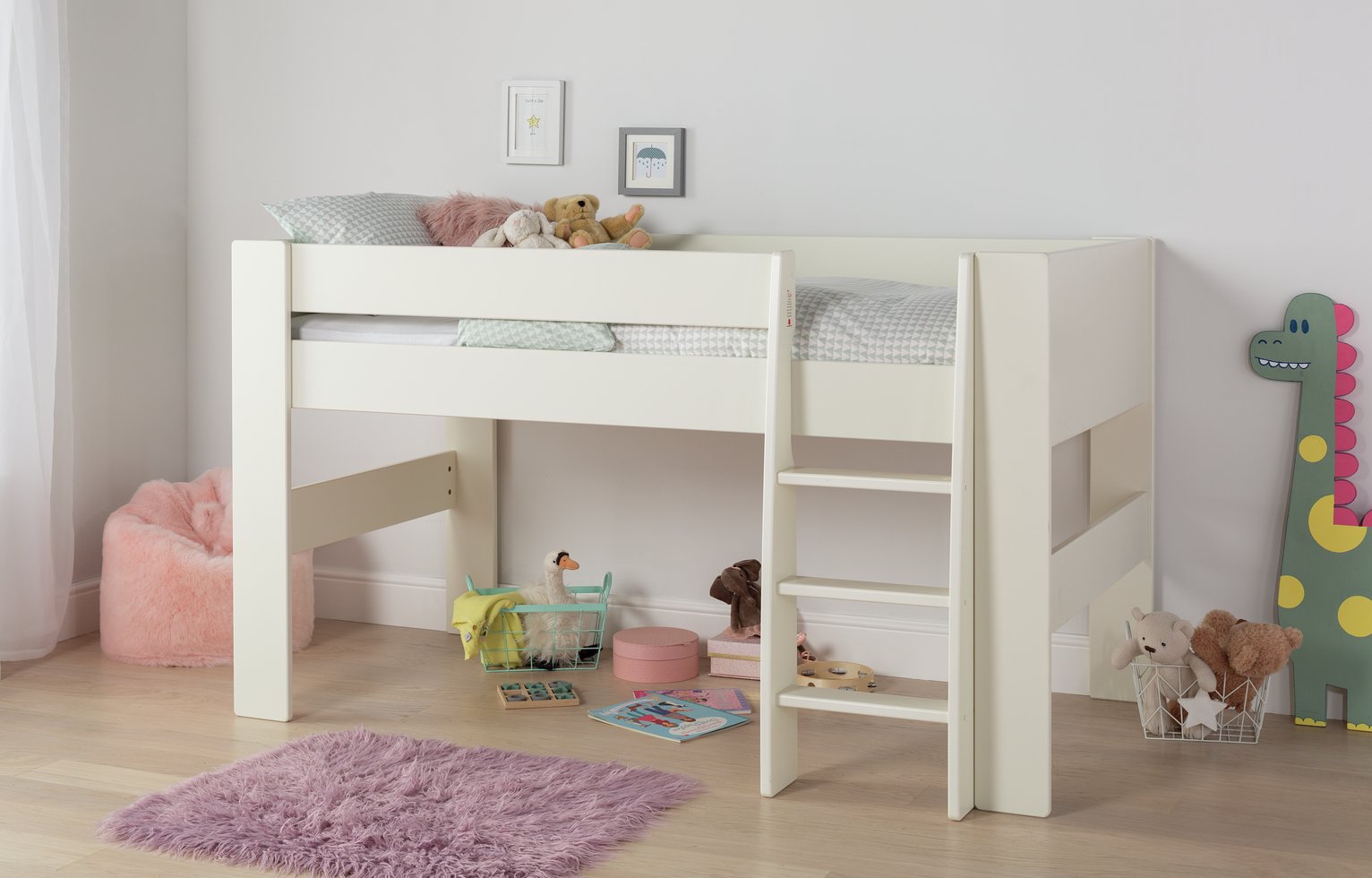 white mid sleeper with desk