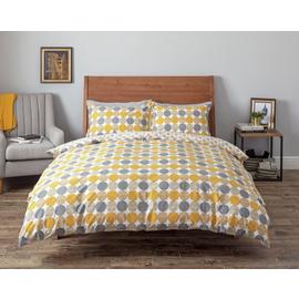 Argos Home Mustard and Grey Circles Bedding Set - Kingsize