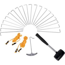 Tent Pegs, Mallet, Peg Puller and Guy Rope Accessory Set