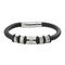 Revere Men's Stainless Steel and Leather Bead Bracelet