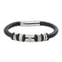 Revere Men's Stainless Steel and Leather Bead Bracelet