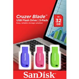 SanDisk Cruzer Blade USB 2.0 Flash Drive Pack of 3 - 32GB