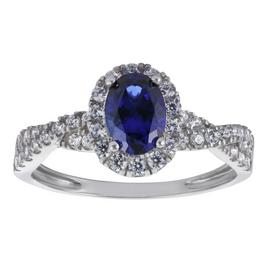 Revere 9ct White Gold Sapphire Colour Cubic Zirconia Ring