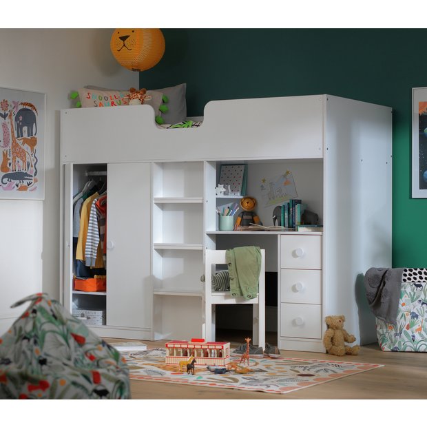 Loft bed deals with desk argos