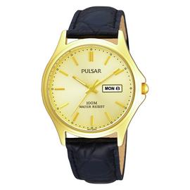 Pulsar Mens Analogue Classic Quartz Watch with Leather Strap PXF296X1 Best Price and Cheapest