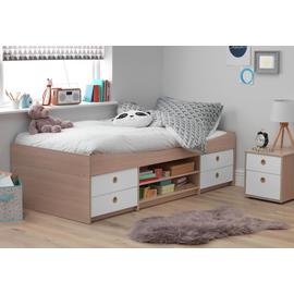 Argos Home Camden White & Acacia Cabin Bed & Kids Mattress
