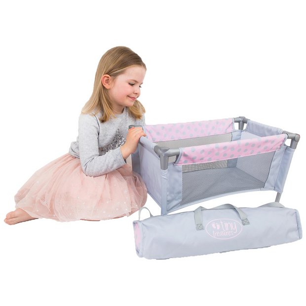 COLLAPSIBLE CRIB TOY,PINK DOLL TRAVEL COT WITH CARRY CASE AS