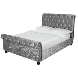 Argos Home Penelope Crushed Velvet Double Bed Frame - Silver