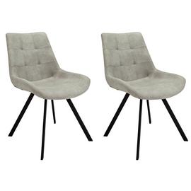 Argos Home Tribeca Pair of Microfibre Dining Chairs - Grey