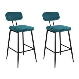 Argos Home Beatrice Pair of Velvet Bar Stools - Teal