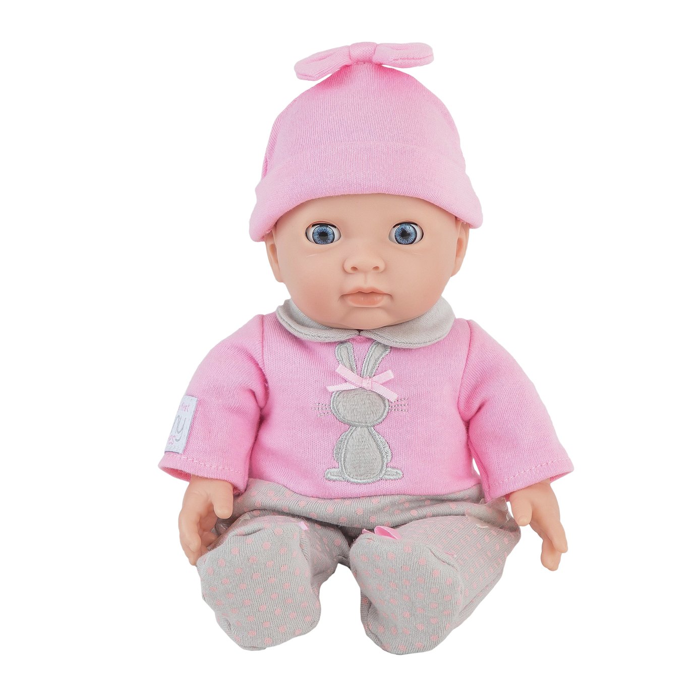 chad valley tiny treasures baby doll with pink outfit & hat