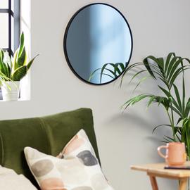 Habitat Kanso Round Metal Framed Wall Mirror - Black