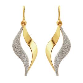 Revere 9ct Gold Plated Silver Glitter Flame Drop Earrings