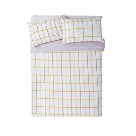 Argos Home Mustard & Grey Checked Bedding Set - Kingsize