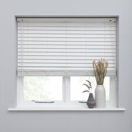 Habitat Faux Wood White 25mm Slat Venetian Blind - 150cm