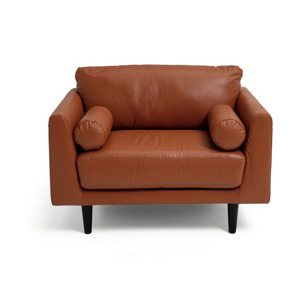 Tan leather shop cuddle chair