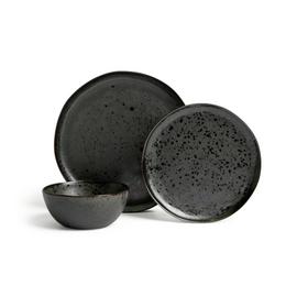 Habitat Preto 12 Piece Stoneware Dinner Set - Black
