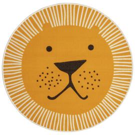 Habitat Kids Lion Face Round Yellow Short Pile Rug - 100cm