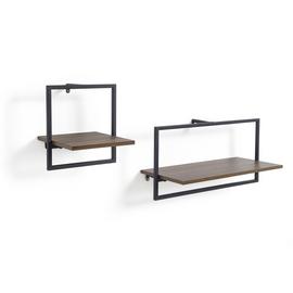 Habitat Loft Living Set of 2 Metal Surround Shelves-Dark Oak