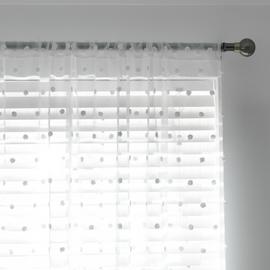 Habitat Pom Pom Sheer Voile Curtain Panel - White