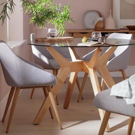 Habitat Zela Glass 4 Seater Dining Table - Natural