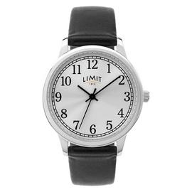 Limit Ladies Silver Dial Black Faux Leather Strap Watch