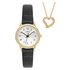 Limit Black Faux Leather Strap Watch and Gold Pendant