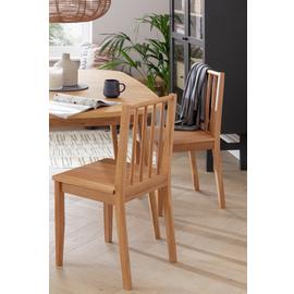 Habitat Nel Pair of Solid Wood Spindle Chair - Natural