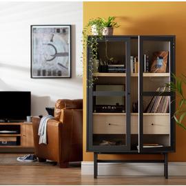 Habitat Jadon 2 Door Glass Display Cabinet - Dark Grey