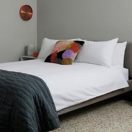 Habitat Stonewashed Plain White Flat Sheet