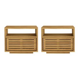 Habitat Max 1 Drawer Set of 2 Bedside Table - Oak