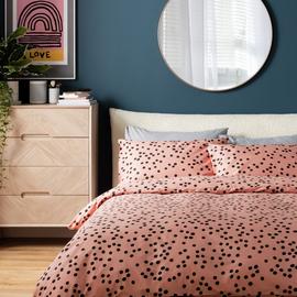 Habitat Cotton Dot Penny Pink & Black Bedding Set