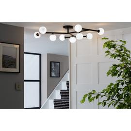 Habitat Alonso 9 Light Flush to Ceiling Light -Black & White