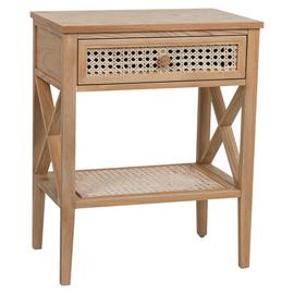 Habitat Mornington Rattan 1 Drawer Bedside Table - Oak