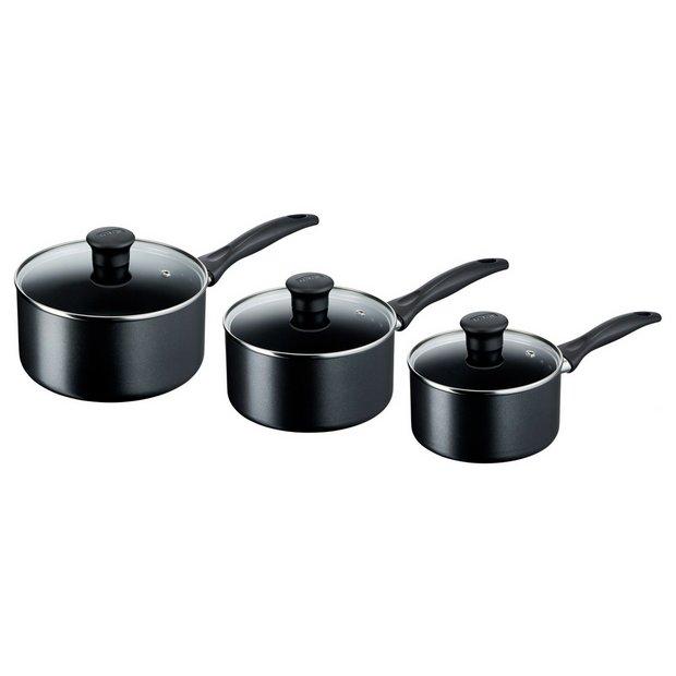 Buy Tefal 3 Piece Non Stick Aluminium Induction Pan Set - Black, Pan sets