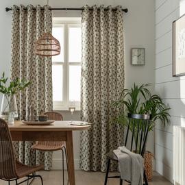 Habitat Cabin Geo Print Lined Eyelet Curtains