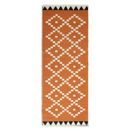 Habitat Geo Flatweave Wool Runner - Red - 75x200cm