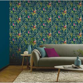 Arthouse Deco Tropical Navy Blue Wallpaper
