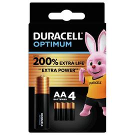 Duracell Optimum Alkaline AA Batteries - Pack of 4