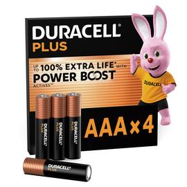 Duracell Plus Alkaline AAA Batteries - Pack of 4