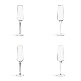 Habitat Gold Rim Set of 4 Prosecco Flute - Clear