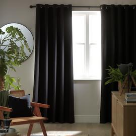 Habitat Plain Blackout Eyelet Curtains - Black
