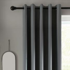 Habitat Blackout Plain Eyelet Curtains Flint Grey