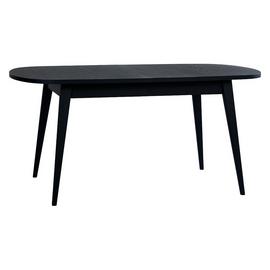 Habitat Etta Extending Black Dining Table & 6 Navy Chairs