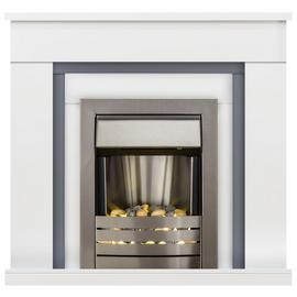 Adam Milan Electric Fire Suite - White and Grey