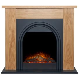 Adam Burlington Electric Fire Suite - Oak and Charcoal Grey